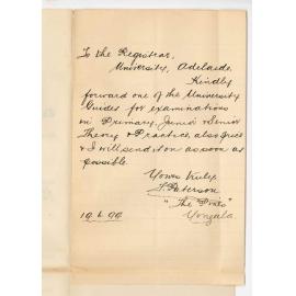 F Paterson - Yongala - Requesting music pamphlet