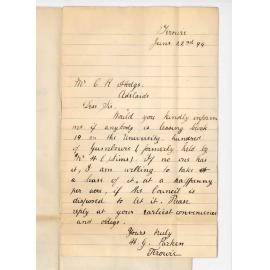 H G Parker - Terowie - Lease of University Land at Terowie