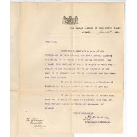 H Anderson - Public Library Sydney - Requesting Bookplates of University Library