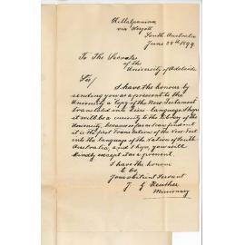 Reverend J G Reuther - Killalpanina - Forwarding copy of the New Testament translated into Deiri Language