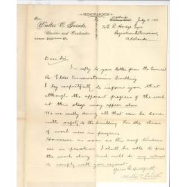 Walter C Torode - Adelaide - Conservatorium Building work in progress