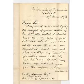 T Stephens - University of Tasmania - Thanks for information re School of Music