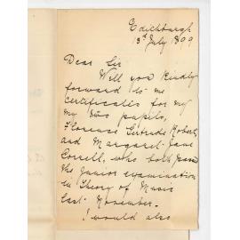 Miss L M Jenner - Edithburgh - Requesting Music Certificates and information Music Examinations