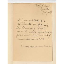 Miss Rebecca Blackmore Maslin - Riverton - Requesting Certificate