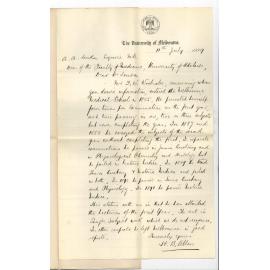 Professor H B Allen - University of Melbourne - Concerning Mr F W Woolrabe