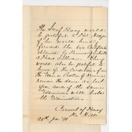 Convent of Mercy - Broken Hill - Request for Music Certificates