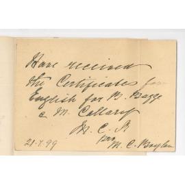 Dominican Convent Cabra - Goodwood - Acknowledging receipt of Certificates