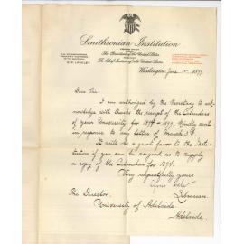 Syrus Adler - Smithsonian Institution - Washington USA - Thanks for Calendars