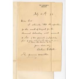 Bertram D Steele - University - Requesting £10 for Chemical Laboratory