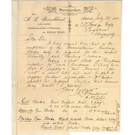 A L Brunkhorst - Manufacturing Jeweller and Watchmaker - Adelaide - Offering to supply clocks for Conservatorium