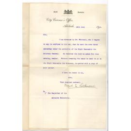 Frank C Silkmann - City Coroners Office - Acknowledging receipt of Book and Letter of 29 Instant