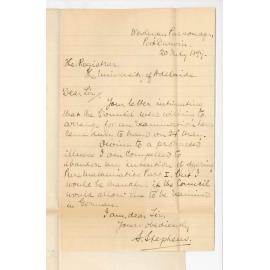 Reverend S Stephens - Port Darwin - Concerning Examinations at Port Darwin