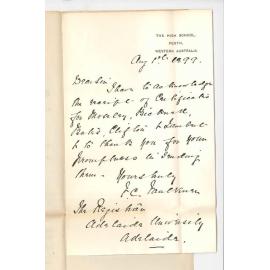 F C Faulkner - Perth - Acknowledging receipt of Certificates