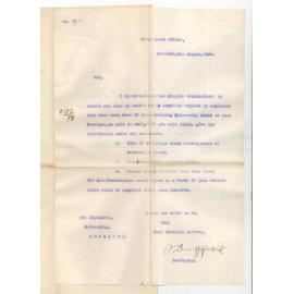 J Duffield - Secretary - Commissioner of Crown Lands - Request return Lands Tenants etc