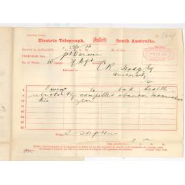 Reverend S Stephens - Port Darwin - Will not sit for Examination this year