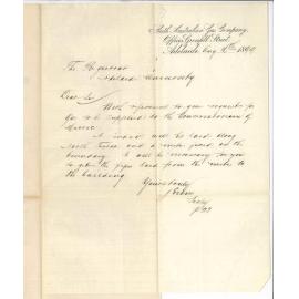 J Evans - Secretary - South Australian Gas Company - Supply of Gas to the Conservatorium