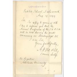 A H Neale - Secretary S A Public Teachers Union - Date of Annual Conference