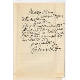 Thomas Scott - Paddys Plains - Will pay off £1500 of principal when interest on Loan becomes due