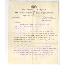 Samuel Aitken - Honorary Secretary - Associated Board - London - Concerning Music Examinations
