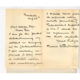 Miss Nellie Strawbridge - Burnside - Discontinuing lessons at the Conservatorium