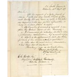 H G McKilbrick - Adelaide - Concerning MB Course