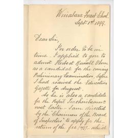 Thomas S Oborn - Wirrabara Forest School - Requesting refund of Preliminary Examination fee paid by H R Oborn