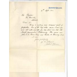 John S Thomson - Hahndorf College - Withdrawing candidates from Preliminary Examination