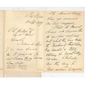 Caulfield Barton - Port Pirie - Requesting Music Certificates