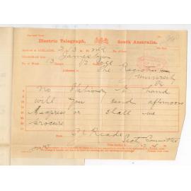 Charles J Reade - Jamestown - Stationery for Preliminary Examination