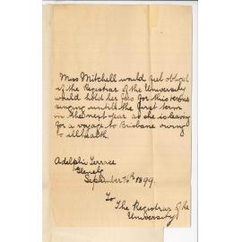 Miss Mitchell - Glenelg - Fees to stand over until first term of 1900