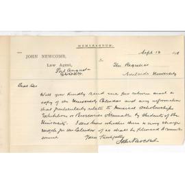 John Newcomb - Port Augusta - Requesting Calendar and information Musical Scholarships