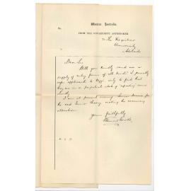 W Ernest Cooke - Honorary Secretary - Government Astronomer - Western Australia - Requesting supply of entry forms for Examinations