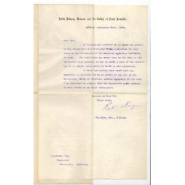 Robert Kay - Secretary - Public Library Museum and Art Gallery - Physical Apparatus lent University