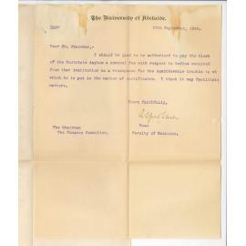 Dr Alfred Austin Lendon - The University - Authority to pay Clerk of Destitute Asylum fee for trouble in connection with Certificates