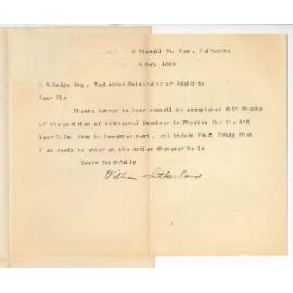 William Sutherland - Melbourne - Consenting to act as Examiner