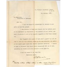 W H Wale - Sydney - Consenting to act as Examiner