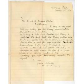 Miss H M Manning - Clarence Park - Entry for Theory Examination