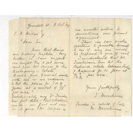 J Moorhouse - Trustee with Estate of the late M Moorhouse - Concerning University lands