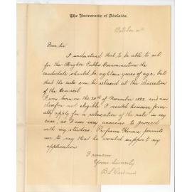 B L Gardiner - The University - Application to sit for Higher Public Examination