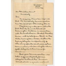 Edward J Stuckey - University - Alteration in date for Commemoration