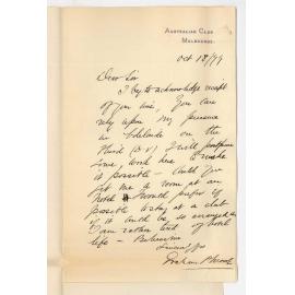 Graham P Moore - Melbourne - Will arrive in Adelaide 3 November