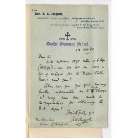 Reverend Arthur Kent Chignell - Gawler Grammar School - Higher Public Examination - BA Regulations