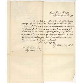 E J Eitel - Adelaide - Accepting appointment as Lecturer on German