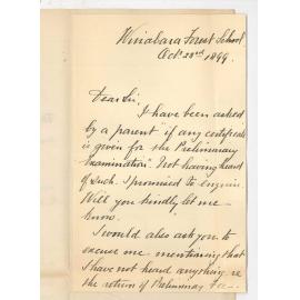 Thomas S Oborn - Wirrabara Forest School - Return of sons Preliminary Exam fee