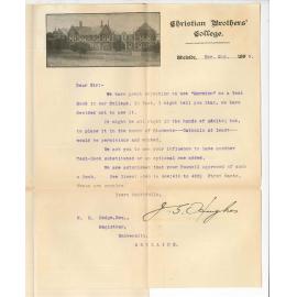 Reverend J G Hughes - Christian Brothers College - Concerning Marmion as a textbook