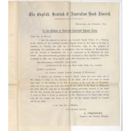 A Urquhart - Inspector ES&A Bank Melbourne - Concerning Election of two Directors on behalf of Deferred Stock Holders