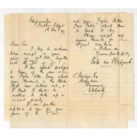 Victor von Bertouch - Kapunda - Thanks for return of higher public fee