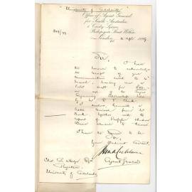 The Agent General - London - Acknowledging receipt of draft £50 and forwarding letter from Mr Clark