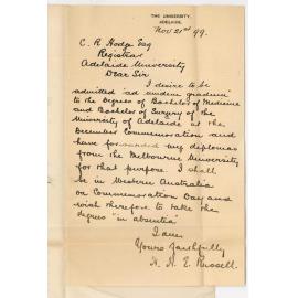 Herbert Henry Ernest Russell - The University - Admission ad eundem gradum