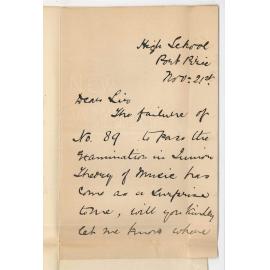 Miss Bessie Scott - High School - Port Pirie - Failure of number 89 in Junior Theory of Music Examination